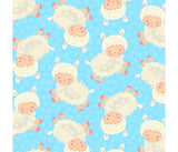 Baby Lambs on Blue Spring Fling Animals Cotton Fabric