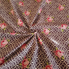 Dark Purple Lattice Roses Fenton House Cotton Fabric - Vera Fabrics