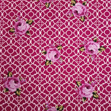 Dark Pink Lattice Roses Fenton House Cotton Fabric