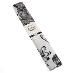 Colour-In Fat Quarter 100% Cotton Fabric - Doodling Flowers - Vera Fabrics