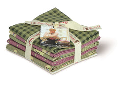 Green & Pink Country Chic Cottage Cotton Fabric Fat Quarter Bundle - Vera Fabrics