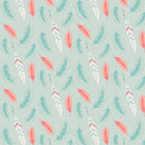 Dark Mint Feathers Cotton Fabric