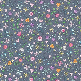 Grey Flowers Bitty Blooms Cotton Fabric