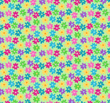 Multi Flowers on Green P&B's Bloom Cotton Fabric