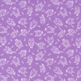Small Purple Owls - 100% Cotton Fabric Fat Quarter
