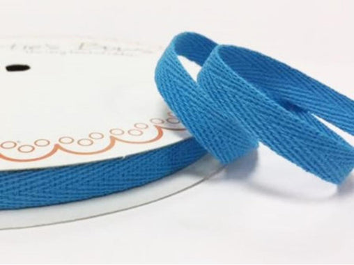 2 metres Turquoise Blue 10mm Cotton Herringbone Tape Webbing Ribbon Craft Sewing