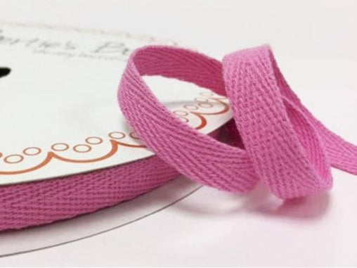 2 metres Mid Pink 10mm Cotton Herringbone Tape Webbing Ribbon Craft Sewing