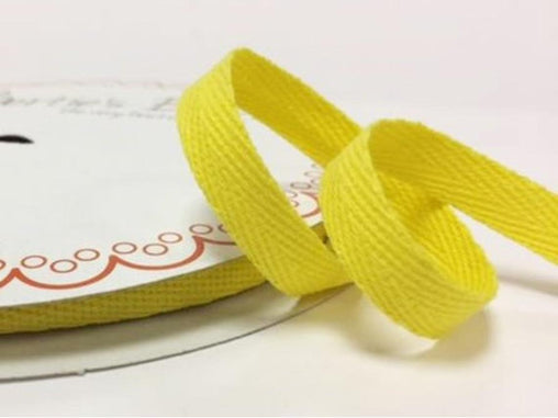 2 metres Yellow 10mm Cotton Herringbone Tape Webbing Ribbon Craft Sewing