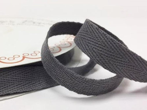2 metres Charcoal Grey Gray 15mm Cotton Herringbone Tape Webbing Ribbon Craft Sewing