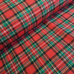 Brushed Red Tartan Checks Fabric 100% Cotton - Half a metre - 150cm/60