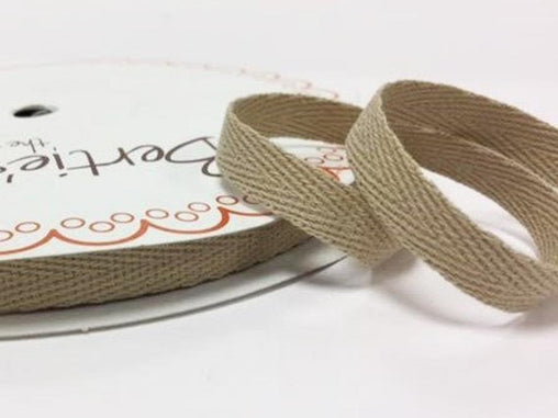 2 metres Natural Dark Beige/Light Brown 10mm Cotton Herringbone Tape Webbing Ribbon Craft Sewing