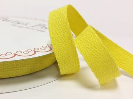 2 metres Yellow 15mm Cotton Herringbone Tape Webbing Ribbon Craft Sewing