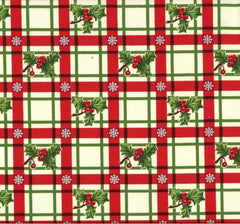 Holly-Day Plaid Christmas Xmas Gingham Checks Holly Green Fat Quarter Cotton Fabric by Michael Miller (UK)