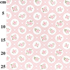 Pretty Pink Flowers and Hearts Design Circle Roses Love Valentines 100% Cotton Poplin Fabric 130gsm Sewing Quilting Craft Home Decor