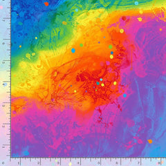 Colourful Painted Rainbow Texture Novelty Kids Black Quilting Craft Cotton Fabric Fat Quarter Decor Sewing Timeless Treasures