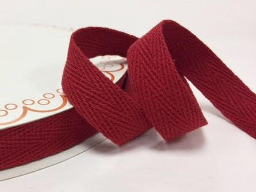 2 metres Cranberry Red 15mm Cotton Herringbone Tape Webbing Ribbon Craft Sewing