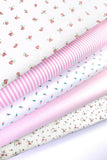 5 x Polycotton Fat Quarter Fabric Bundle | Pink Rosy Floral Vintage Gingham & Spotty