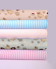 5x Polycotton Fat Quarter Fabric Bundle | Pugs Pink Blue Kids Spotty Stripes Dogs