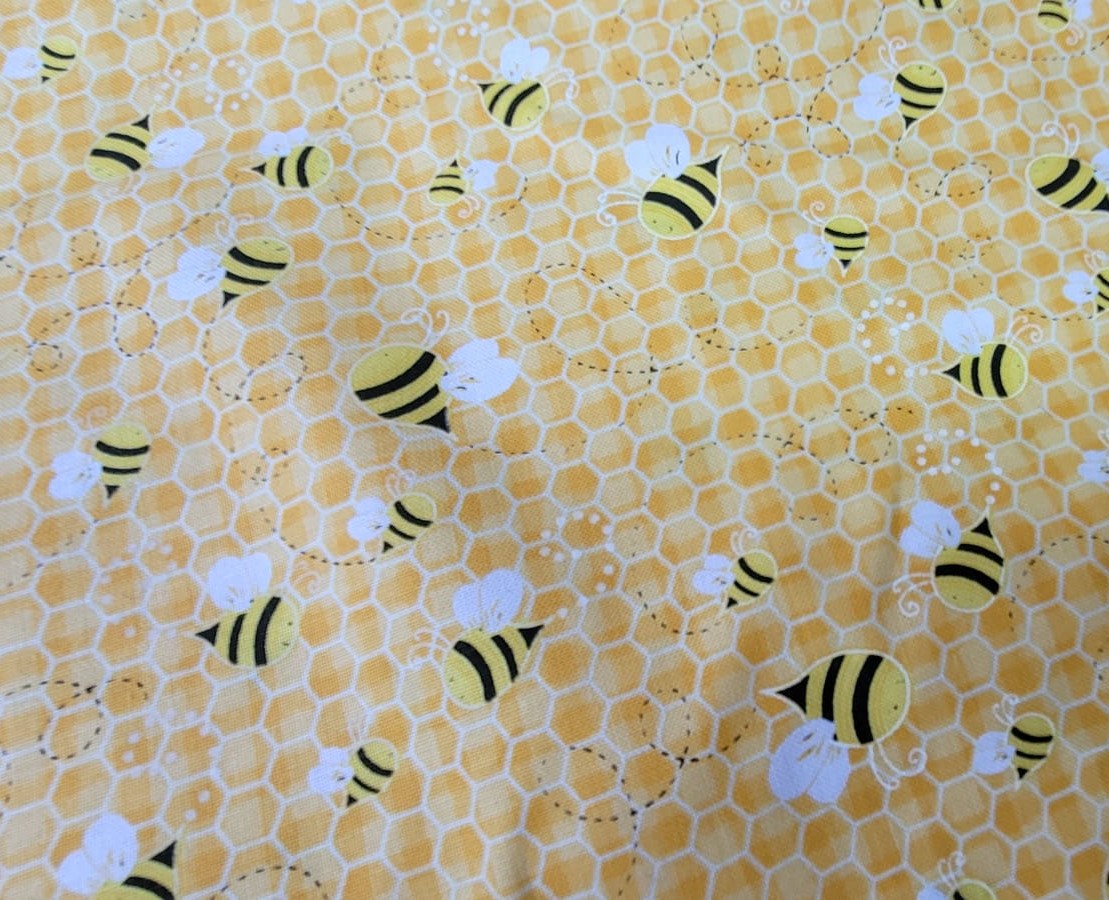 Bees on Honeycomb Yellow Novelty Cotton Fabric - Tailortime