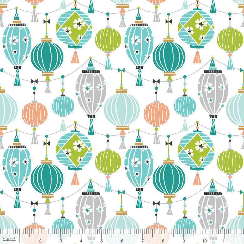Sky Lantern Blue Panda-Rama Cotton Fabric - Vera Fabrics