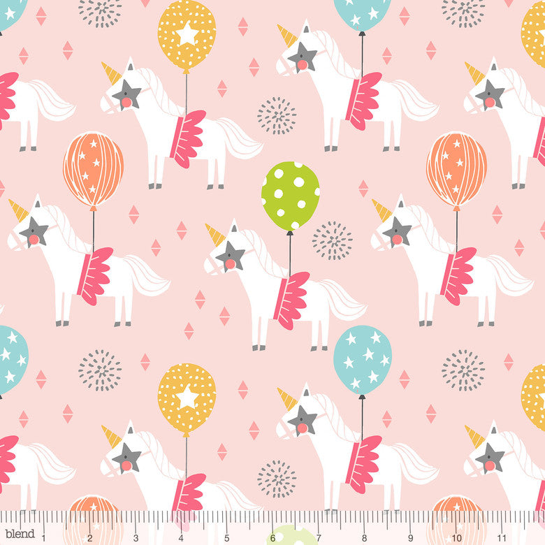 Calliope Carousel Pink Horses Funfair Balloons Cotton Fabric - Vera Fabrics