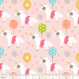 Calliope Carousel Pink Horses Funfair Balloons Cotton Fabric