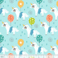 Calliope Carousel Blue Horses Funfair Balloons Cotton Fabric - Vera Fabrics