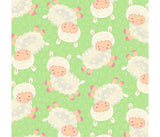 Baby Lambs on Green Spring Fling Animals Cotton Fabric