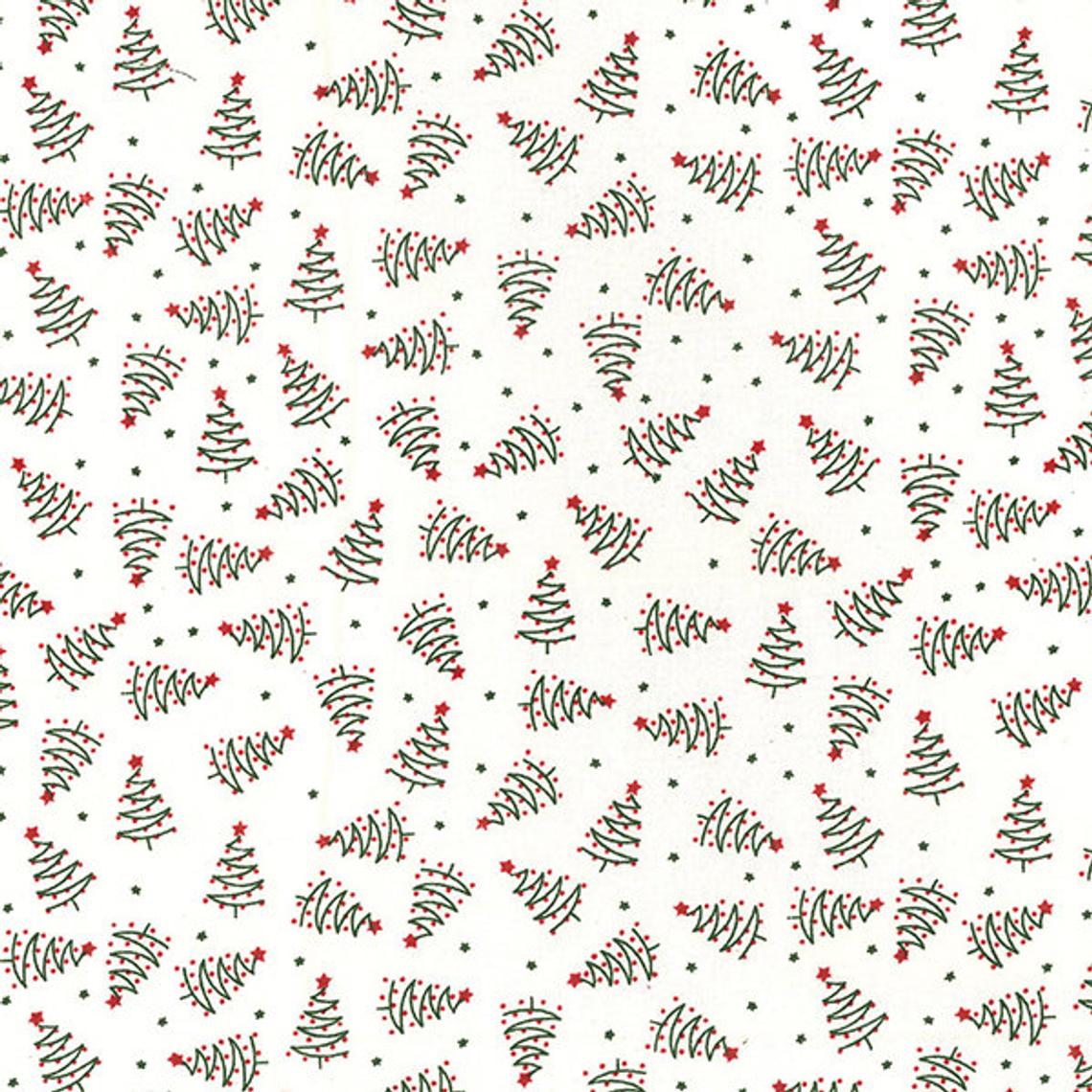 Christmas Trees Drawing Outlines Unique Xmas Vintage Traditional Design Fat Quarter 100% Cotton Fabric Sewing Craft