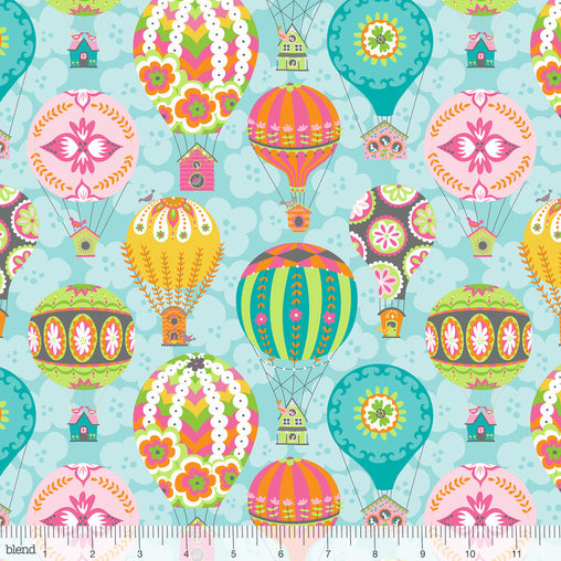 Float Blue Air Balloons Flutter & Float Cotton Fabric - Vera Fabrics