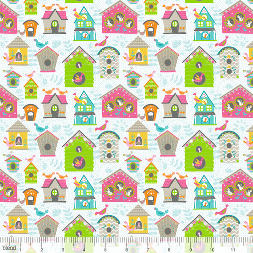 Tweet Tweet White Flutter & Float Cotton Fabric - Vera Fabrics