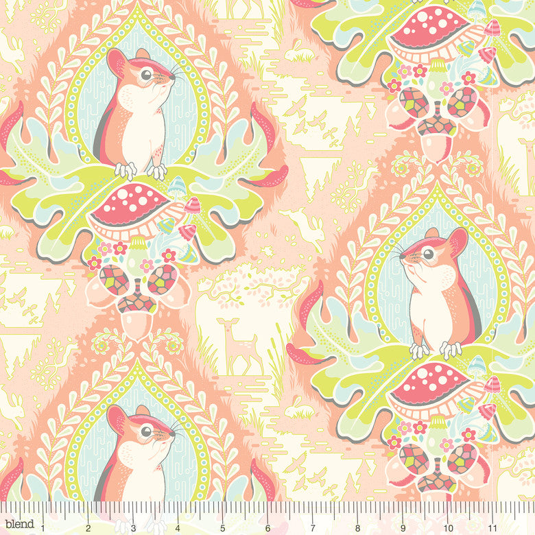 Morning Glen Peach Squirrel Animals Haven Cotton Fabric - Vera Fabrics