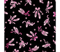 Pink Ballerina Ballet Shoes with Bows on Black Cotton Fabric - Vera Fabrics