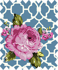 Teal Lattice Roses Fenton House Cotton Fabric - Vera Fabrics