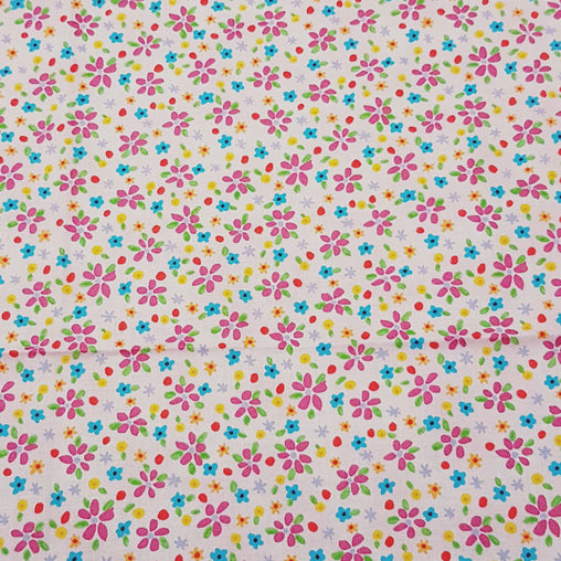 Festive Garden Flowers Pink - 100% Cotton Fabric Fat Quarter - Vera Fabrics