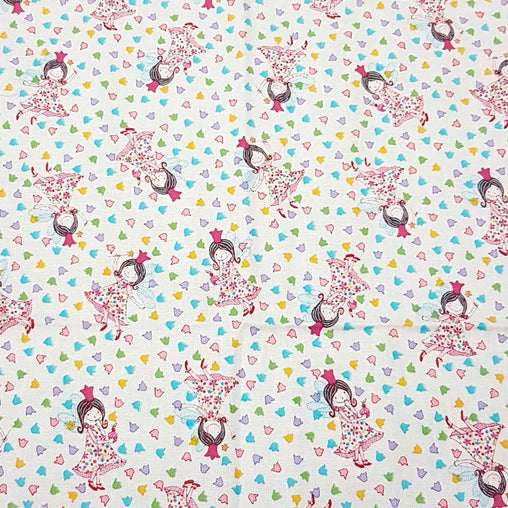 Fairy in Flowers Ivory - 100% Cotton Fabric Fat Quarter - Vera Fabrics