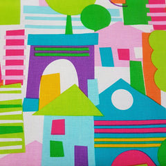 Bright Houses - 100% Cotton Fabric Fat Quarter - Vera Fabrics