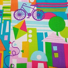 Bright Houses - 100% Cotton Fabric Fat Quarter - Vera Fabrics