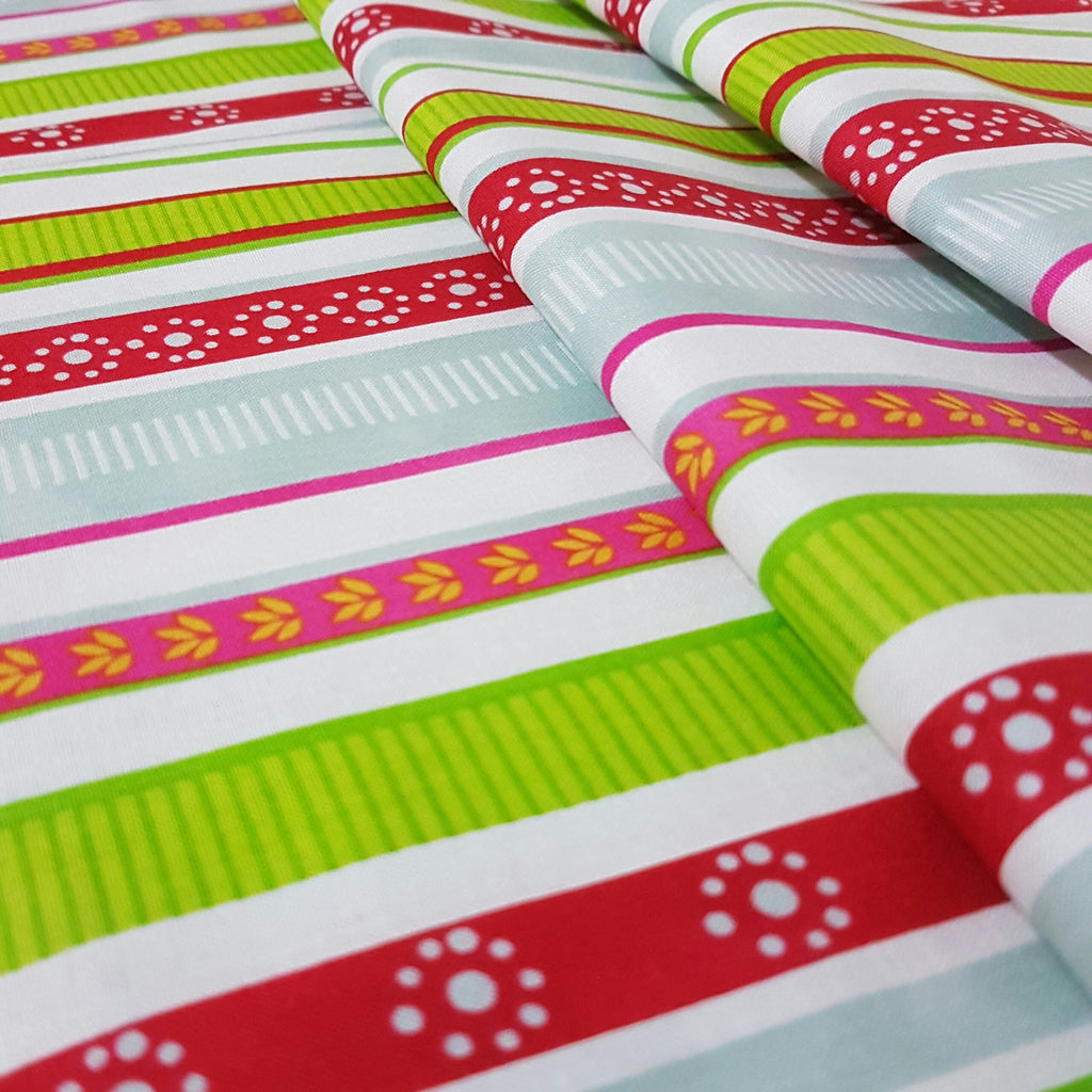 Multi Garden Stripes - 100% Cotton Fabric Fat Quarter - Vera Fabrics