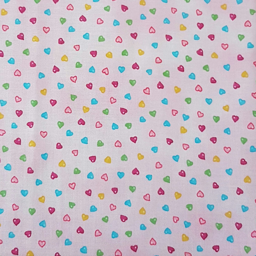 Pink Multi Hearts - 100% Cotton Fabric Fat Quarter - Vera Fabrics