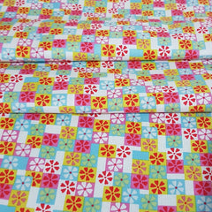 Flowers Squared - 100% Cotton Fabric Fat Quarter - Vera Fabrics