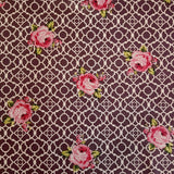 Dark Purple Lattice Roses Fenton House Cotton Fabric