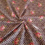 Dark Purple Lattice Roses Fenton House Cotton Fabric - Vera Fabrics