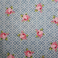 Teal Lattice Roses Fenton House Cotton Fabric - Vera Fabrics
