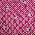 Dark Pink Lattice Roses Fenton House Cotton Fabric - Vera Fabrics