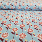 Turquoise Daisy Flowers Cotton Fabric - Vera Fabrics
