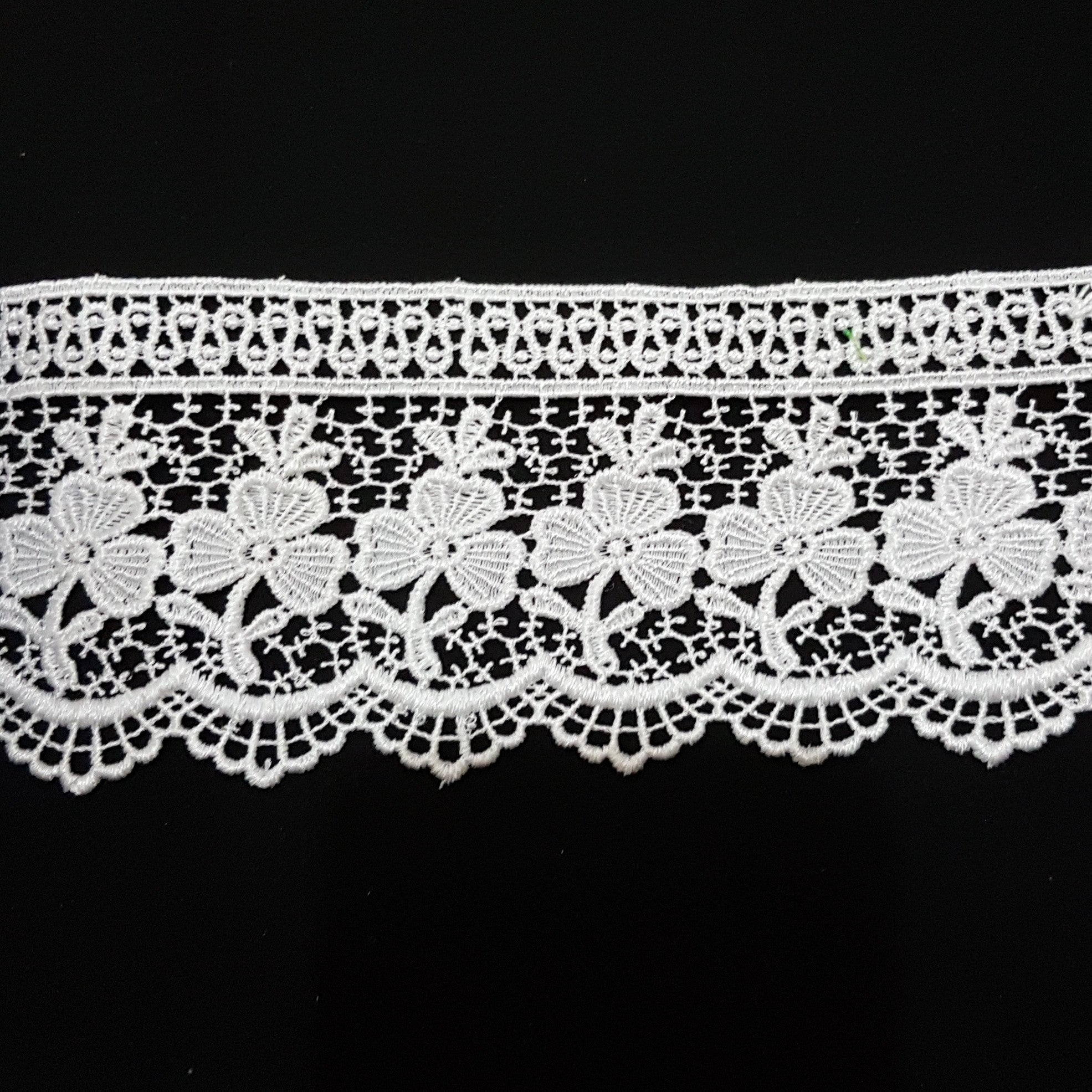3" (77mm) Ornate Floral White Guipure Lace Trim - by the metre - Vera Fabrics