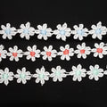 Small 13mm Daisy Chain Flowers White Guipure Lace Trim - by the metre - Vera Fabrics
