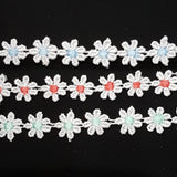 Small 13mm Daisy Chain Flowers White Guipure Lace Trim - by the metre