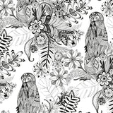 Colour-In Fat Quarter 100% Cotton Fabric - Doodling Flowers